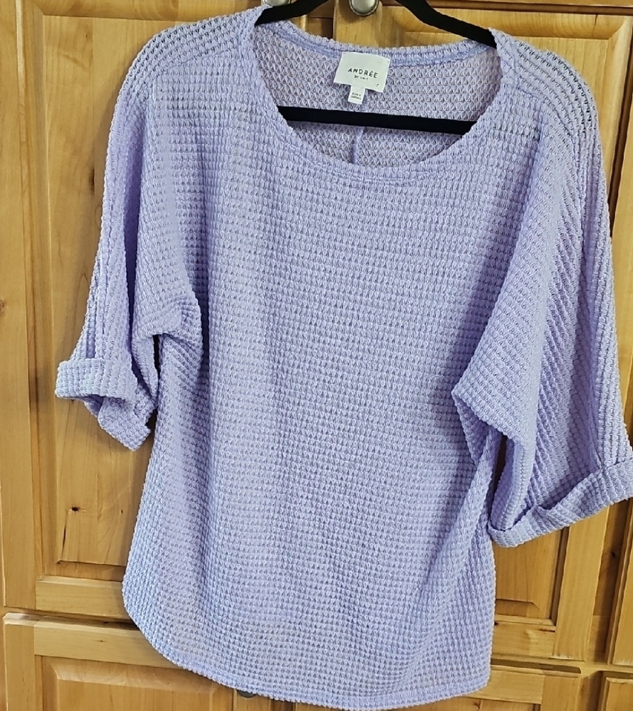 NWOT Andree By Unit Women's Purple Waffle Knit Top